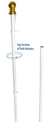 6' White Anti-Furl Flag Pole