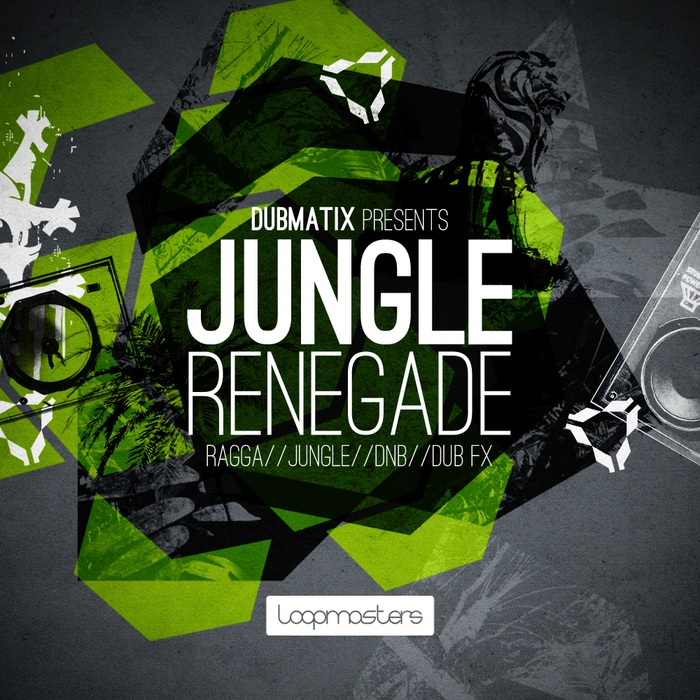 Jungle Renegade Loop Pack Reggae Soundclash Loop Pack : drum loops, bass loops, guitar loops, horn loops, keyboard loops, synth loops, FX loops, vocal loops, percussion loops
