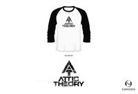 Attic Theory Logo Long Sleeved Baseball Tee - White With Black Sleeves.