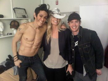 MiG, Catriona McGinn, & Mark-Paul Gosselaar backstage at ROCK OF AGES, at Pantages Theater, LA
