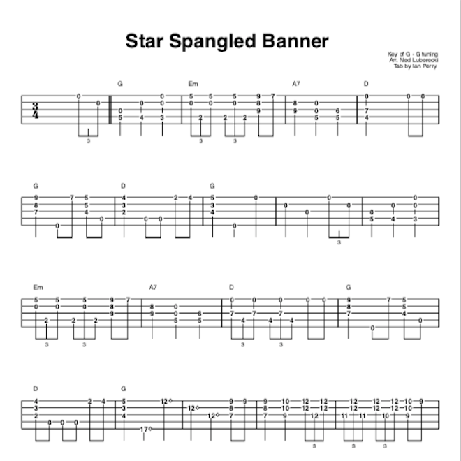 Star Spangled Banner Banjo Tab Ned Luberecki