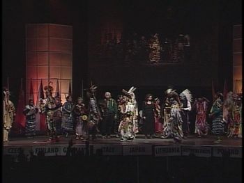 Native American dancers on stage
