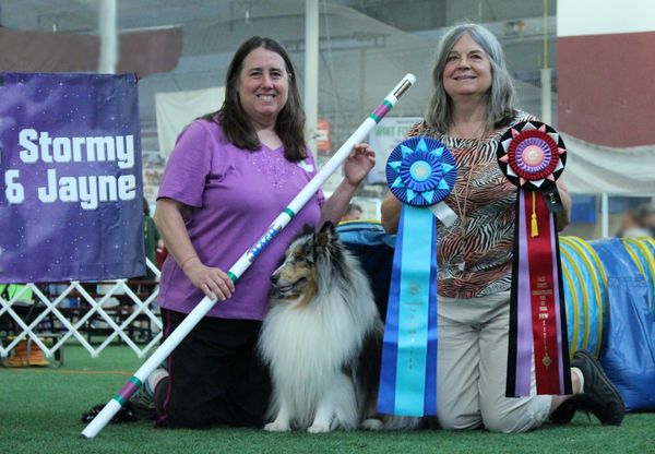 MACH "Stormy" and his owner/handler Jayne Christie!  Stormy is Luna ex Nathan.  Stormy is our first performance Champion and we couldn't be prouder!  You've done a great job with him Jayne!