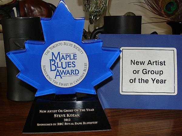 Steve Kozak winner of a Maple Blues Award for New Artist or Group of the Year  in Canada 2012. Toronto Blues Society 