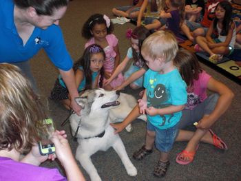 interacting with children at the library

