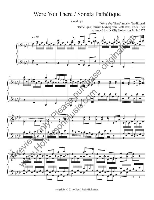 Were You There / Sonata Pathétique - Sheet Music - 1 License