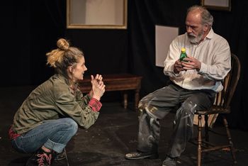 Nora (Molly Hall) explains plastic to Cezanne (Bill Johns)
