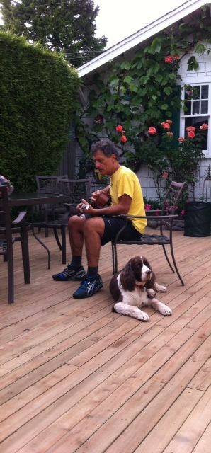 Jammin' with 'Joey' in the backyard last summer
