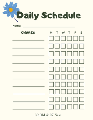 Blue Flower Chore Chart