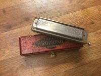 Mid to Late 1930s M. Hohner Super Chromonica Model 270 Key of C Harmonica with Original Wood Box Made in Germany.