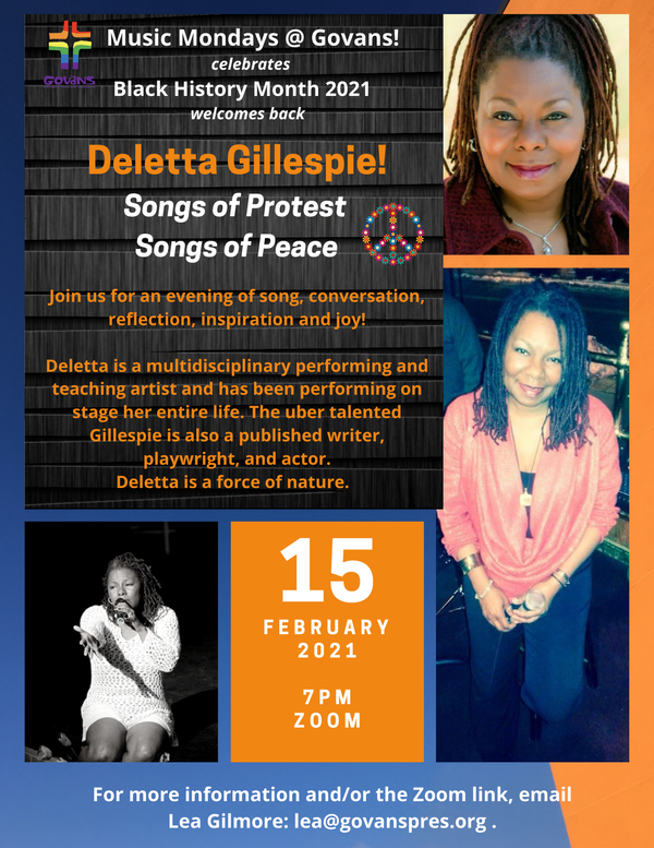 Deletta featured at Music Mondays. Presented by Lea Gilmore at Govans Presbyterian Church, Baltimore, MD.
