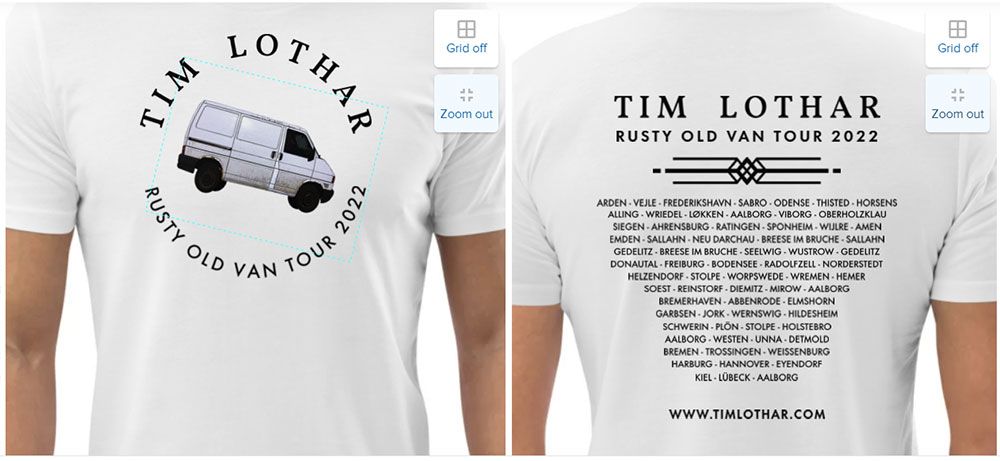 Please note! The Van T-shirt has a tour plan on the back (the other shirts only have front image). Click this photo to see a close-up of the shirt.