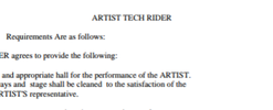 Artist Tech Rider