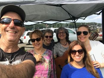 2019: Hanging with friends on a break at a Northport Farmers Market gig (photo by Toby Tobias)
