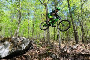 Adrian Hayden catching big air at Victory Hill Enduro and on his way to 4th place in the U14 category