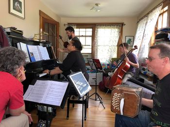 Da Capo and friends (Daniel Stein, Stratos Achlatis, and Ben Bogart) preparing for the Loca Tango Project events, Memorial Day weekend 2019.

