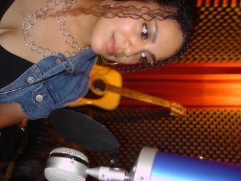 Candida Lantigua recording vocals in The Lair, 2006

