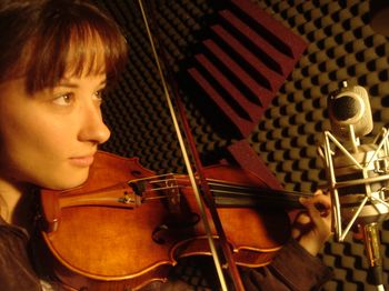Erin Ruth recording live violin on On The Concrete 2005
