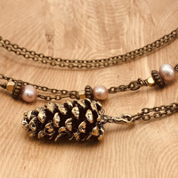 Large Bronze Pinecone w/ Freshwater Pearls