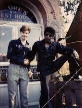 PAUL AND SONNY WIMBERLY IN FRONT OF WASH DC HOTEL WHERE THE BAND STAYED NEAR THE HOWARD THEATRE.
