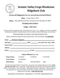 Greater Valley Forge Rhodesian Ridgeback Club - Sanctioned B Match 