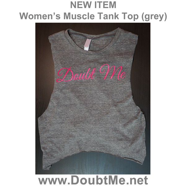Doubt Me Script women's muscle tank top (grey)