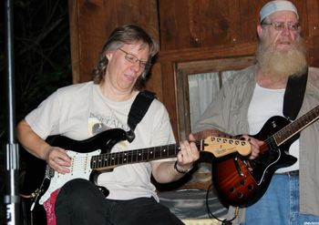 Attempting 'Boom-Chicka-Boom' on a Strat at Herb Fest 2012 - photo by Tom McGuire
