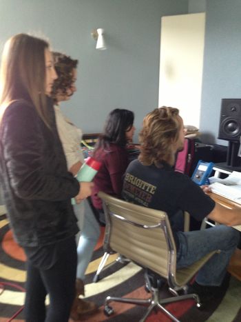 Recording with my students Emma, Camille, and Maya at James Nash's SF studio
