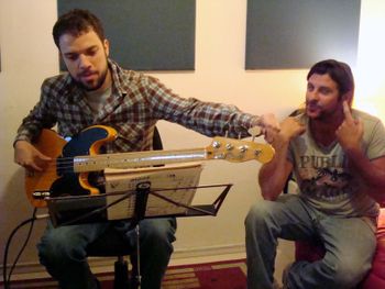 Bassist Dudinha Lima & Producer Gustavo Filipovich @ Fernanda Froes-Pruett’s recording sessions at Estudio Cayres - São Paulo, SP, Brazil - Copyright © 2018 Double Feather Productions. All rights reserved.
