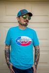 Black, blue or pink unisex t-shirt with oval Texas flag logo