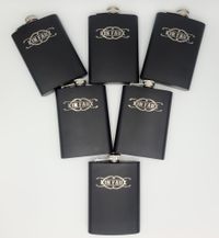 6oz matte black flask with engraved classic logo