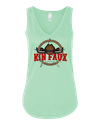 Mint green v-neck ladies' tank with cowgirl logo