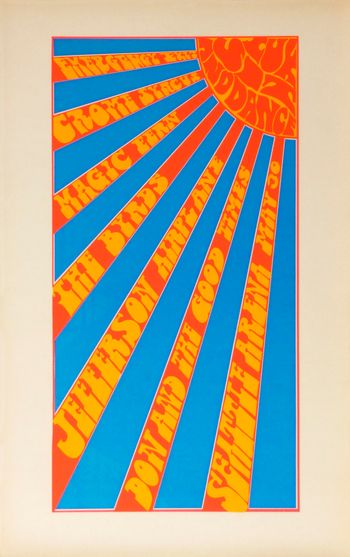 May 30, 1967: Don Paulson. Screen print poster.  The Byrds, Jefferson Airplane, Don & The Goodtimes, Emergency Exit, The Crome Syrcus, The Magic Fern, Lux Sit & Dance (light show) Trips Festival / Seattle Center Arena  'Split Fountain Hieroglyphics' content courtesy of Scott McDougall & Glen Beebe. Find out more at scottmcdougall.net
