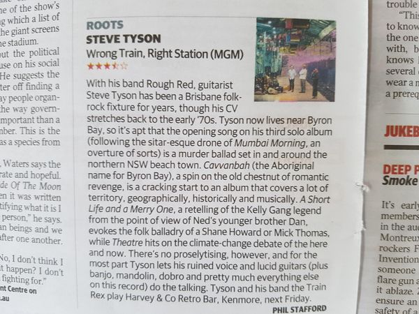 Review of WRONG TRAIN, RIGHT STATION by Phil Stafford in the Courier Mail