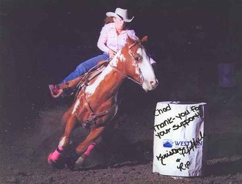 Tuff N Tender (aka: RIP) Tuff Skipper x Tender Thought 2001 Fizz Bomb Pole Bending Futurity Finalist Now owned and ridden by Kristen Pfefferle 2006 C.R.A. Jr. Barrel Racing Finals Champion Amatuer Curcuit money earner. Exceptionally athletic horse.
