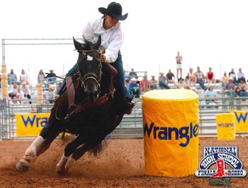 Lauren Koma on Lucky at the National High School Rodeo Finals - one of the 3 years they both made it there. Note: when Lucky was first started she was also used for cattle penning and also made a hell of a packhorse before she went on to achieve her many accomplishments as a barrel racing team with Lauren Koma. Look for them in the future as they are not done yet.
