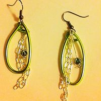 Green, blue & silver dangle earrings 