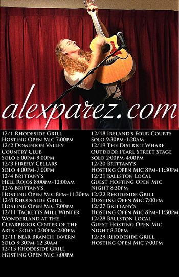 www.alexparez.com/shows Alex The Red Parez aka El Rojo December 2021 Performance Schedule - alexparez.com
