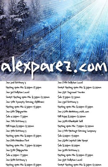 www.alexparez.com/shows Alex The Red Parez aka El Rojo January 2023 Performance Schedule - alexparez.com - Updated Tuesday, January 31st, 2023

