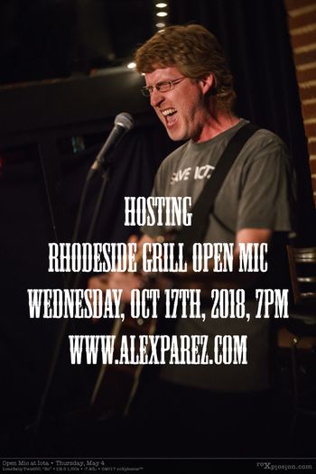 Hosting IOTA OPEN MIC - Wednesday Nights at Rhodeside Grill One Year Anniversary 10-17-18, 7pm Featured Artist at 10:00pm: Derek Evry

