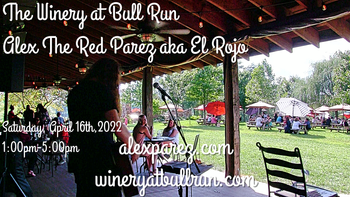 www.alexparez.com Alex The Red Parez aka El Rojo Returns to The Winery at Bull Run in Centreville, VA! Saturday, April 16th, 2022 1:00pm-5:00pm!
