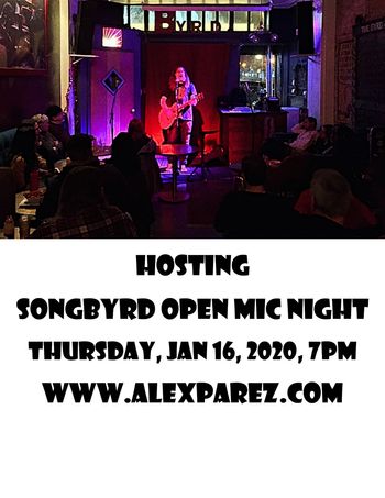 www.alexparez.com Alex The Red Parez aka El Rojo Hosting Songbyrd Open Mic Night 1-16-20 7pm

