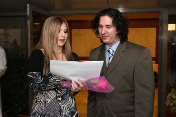 Award Acceptance. Aline Lahoud & Chris Colby. Beirut, Lebanon.
