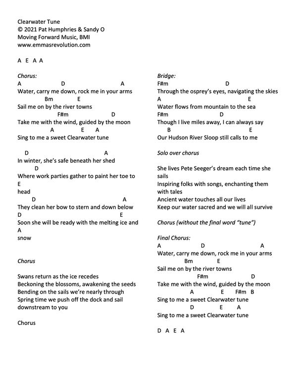 Clearwater Tune - Lyrics with Chords in A