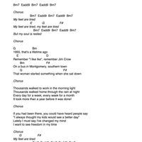 My Feet Are Tired - Lyrics with Chords in Bm
