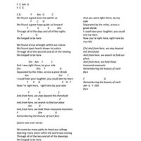 The Beauty of Each Face- Emma's Revolution - Lyrics with Chords in C