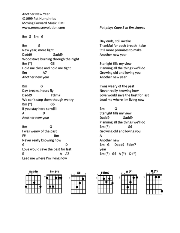 Another New Year - Lyrics with Chords as Pat Plays Them