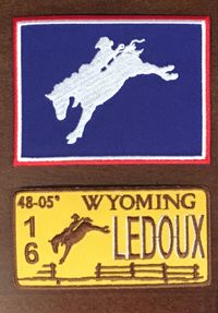 Chris LeDoux Wyoming License Plate/Wyoming Flag Patches