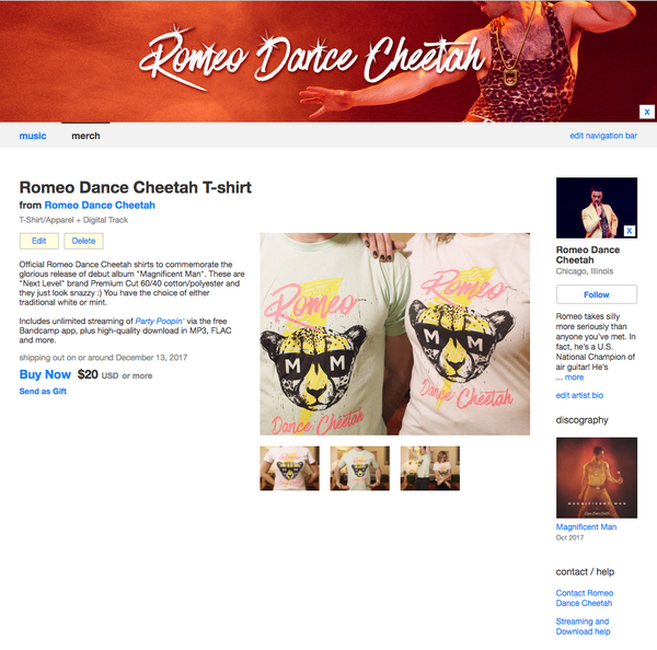 Romeo Dance Cheetah music and apparel has been scientifically proven to enhance your life and the lives around you :)
