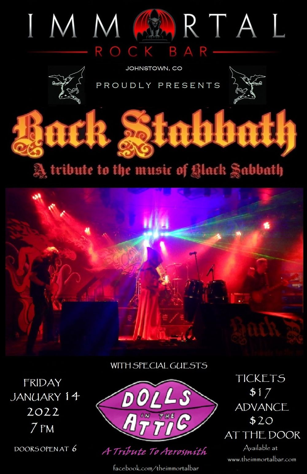 BACK STABBATH RETURNS TO THE IMMORTAL FOR A BIG NIGHT OF TRIBUTES !!